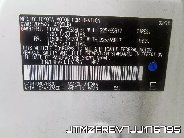 JTMZFREV7JJ176795 фото 2