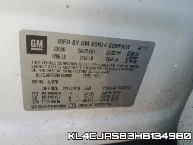 KL4CJASB3HB134980 фото 2