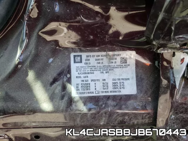 KL4CJASB8JB670443 фото 2