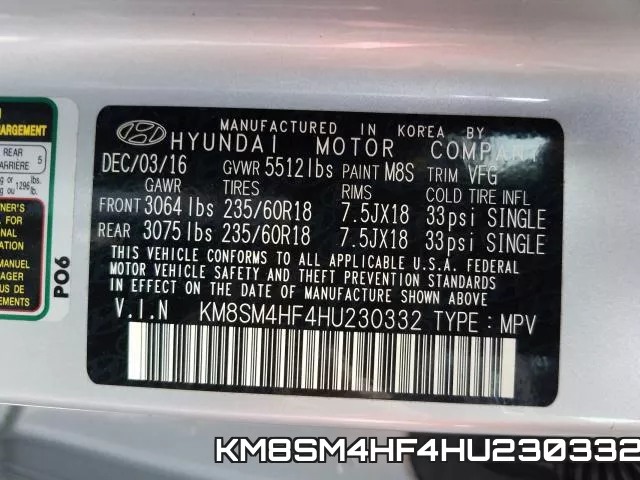 KM8SM4HF4HU230332 фото 2