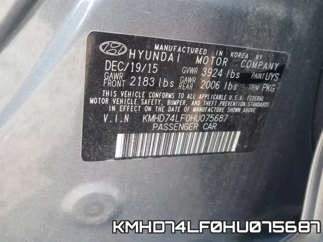 KMHD74LF0HU075687 фото 2