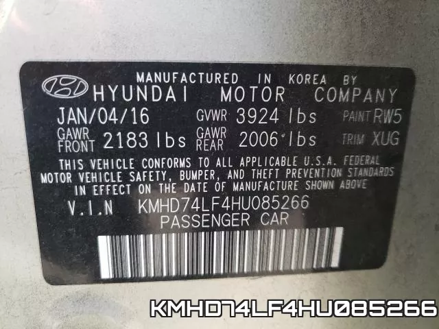 KMHD74LF4HU085266 фото 2