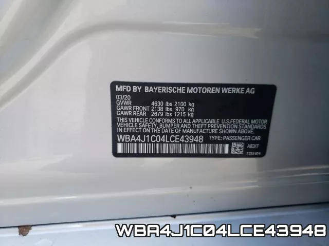 WBA4J1C04LCE43948 фото 2