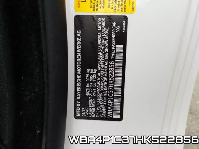 WBA4P1C37HK522856 фото 2