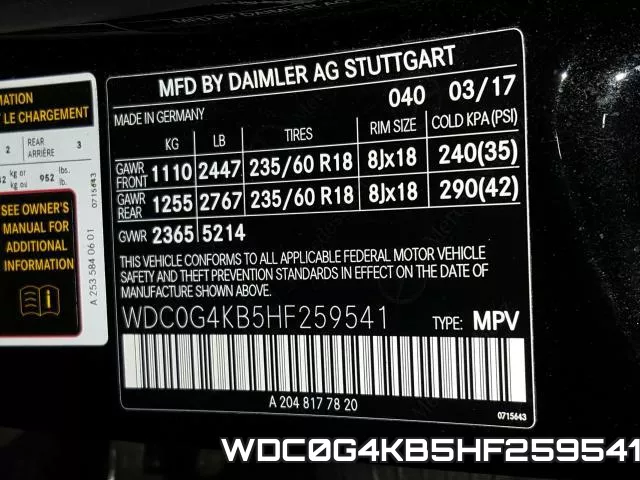 WDC0G4KB5HF259541 фото 2