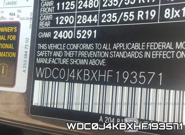WDC0J4KBXHF193571 фото 10