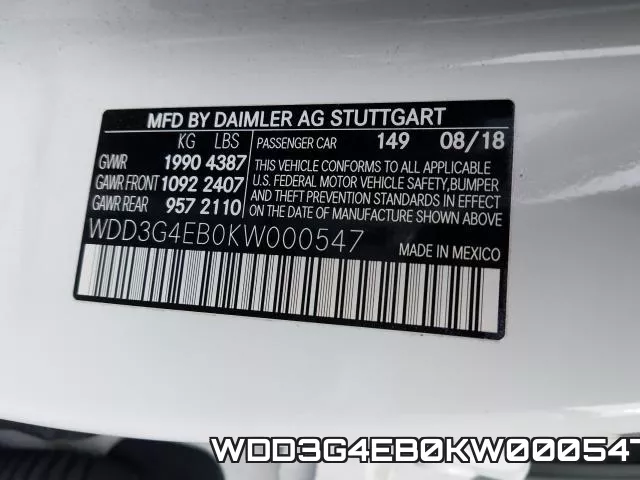WDD3G4EB0KW000547 фото 2