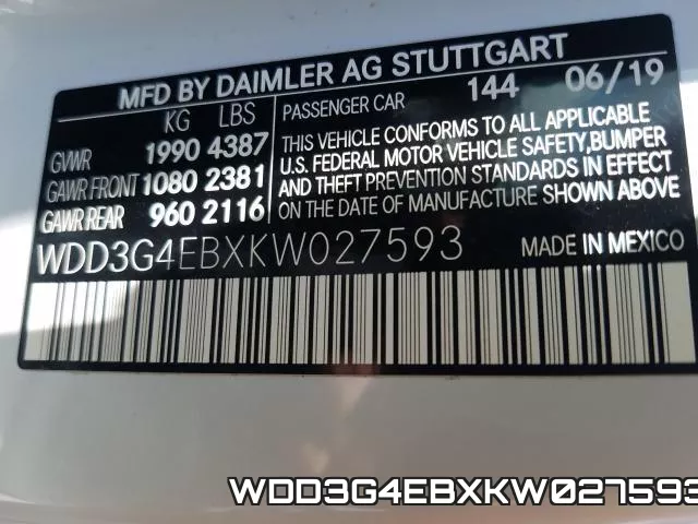 WDD3G4EBXKW027593 фото 2