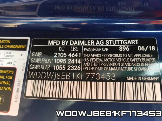 WDDWJ8EB1KF773453 фото 2