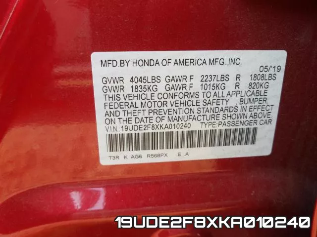 19UDE2F8XKA010240 фото 2