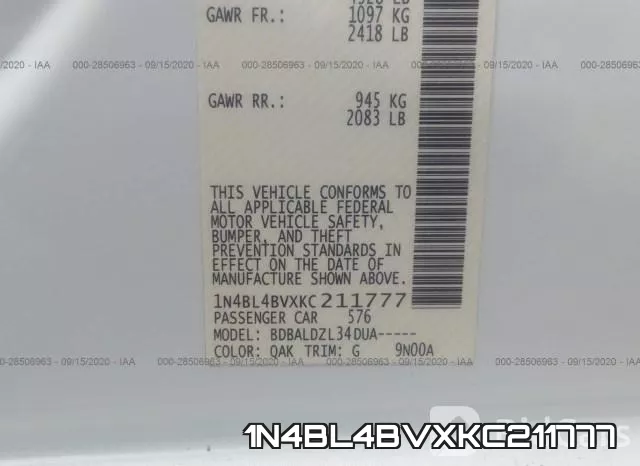 1N4BL4BVXKC211777 фото 10