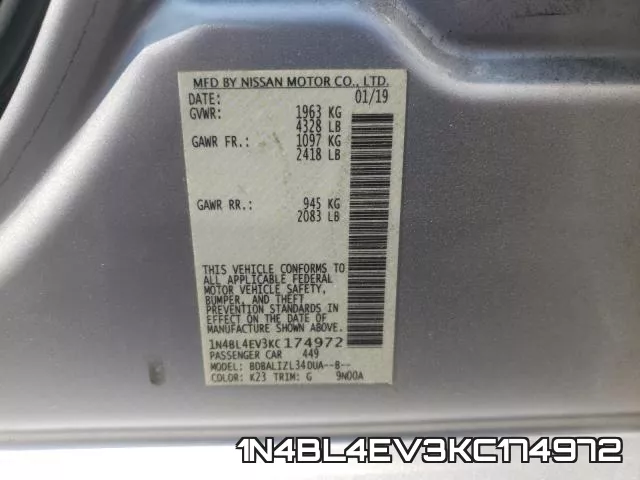 1N4BL4EV3KC174972 фото 2