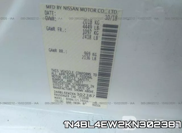 1N4BL4EW2KN302387 фото 10