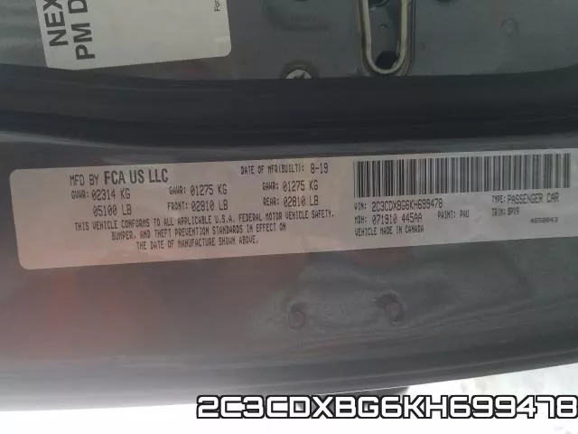 2C3CDXBG6KH699478 фото 2
