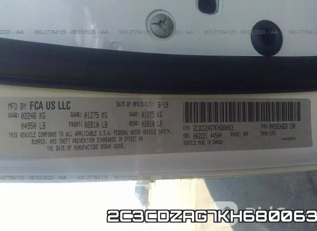 2C3CDZAG7KH680063 фото 9