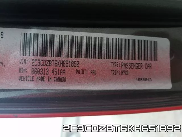 2C3CDZBT6KH651892 фото 2
