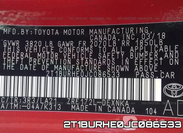 2T1BURHE0JC086533 фото 10