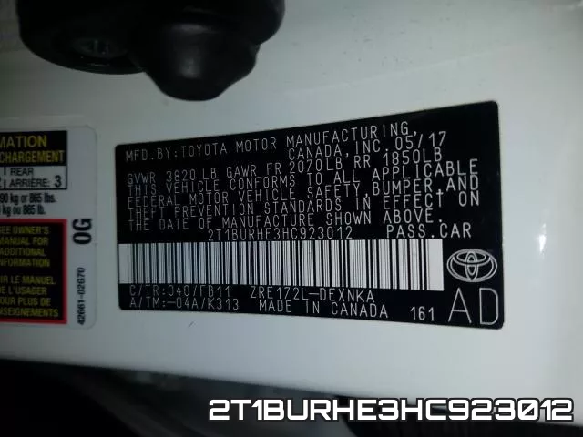 2T1BURHE3HC923012 фото 2