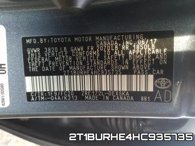 2T1BURHE4HC935735 фото 2