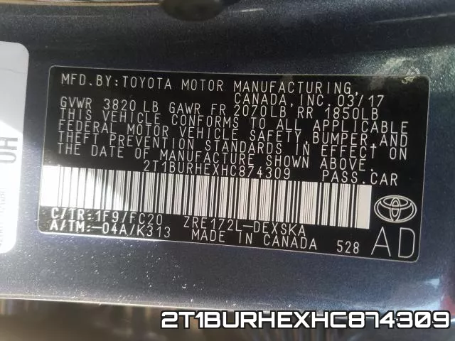 2T1BURHEXHC874309 фото 2