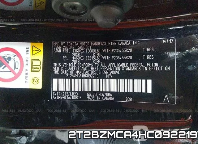 2T2BZMCA4HC092219 фото 9