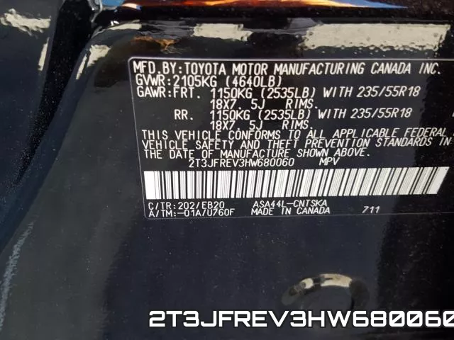 2T3JFREV3HW680060 фото 2