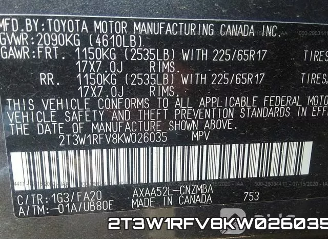 2T3W1RFV8KW026035 фото 10