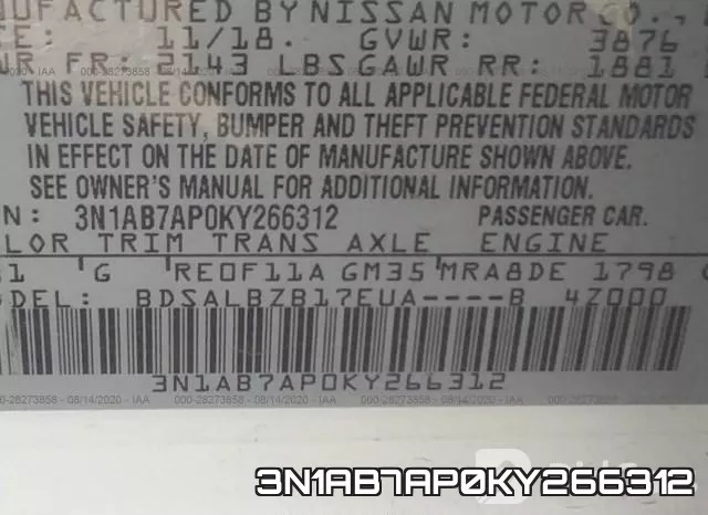 3N1AB7AP0KY266312 фото 9