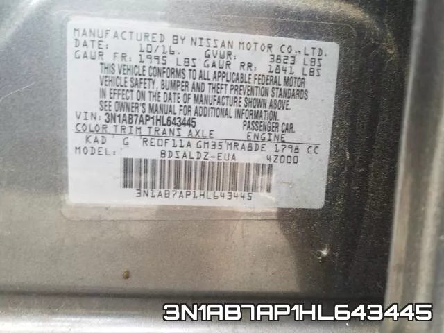 3N1AB7AP1HL643445 фото 2