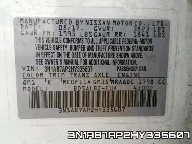 3N1AB7AP2HY335607 фото 2