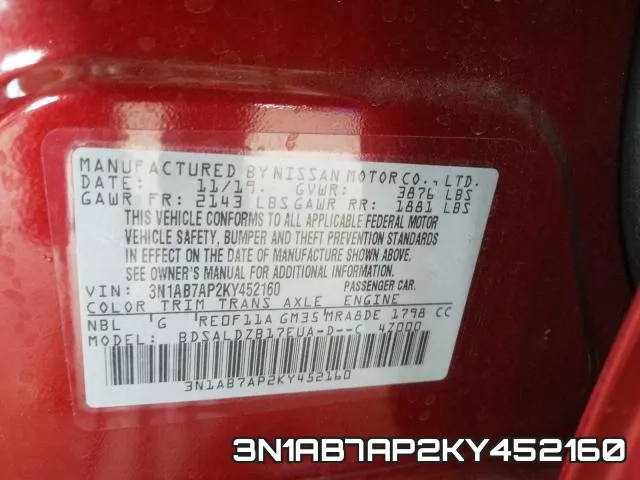 3N1AB7AP2KY452160 фото 2