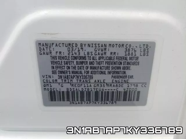 3N1AB7AP7KY336789 фото 2