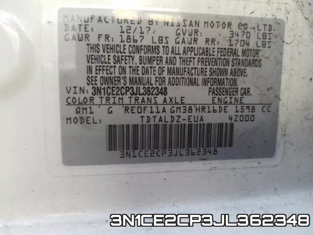 3N1CE2CP3JL362348 фото 2