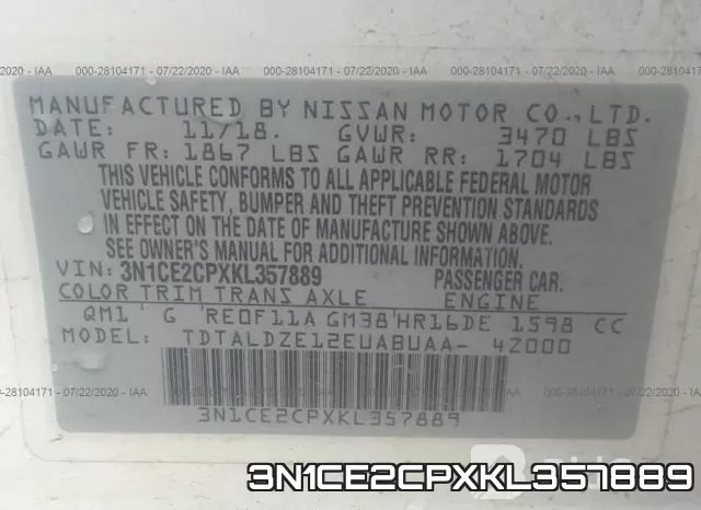 3N1CE2CPXKL357889 фото 10