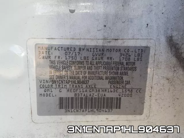 3N1CN7AP1HL904637 фото 2