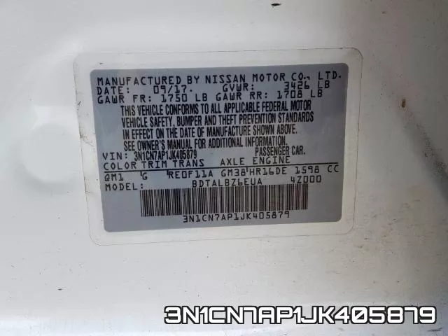 3N1CN7AP1JK405879 фото 2