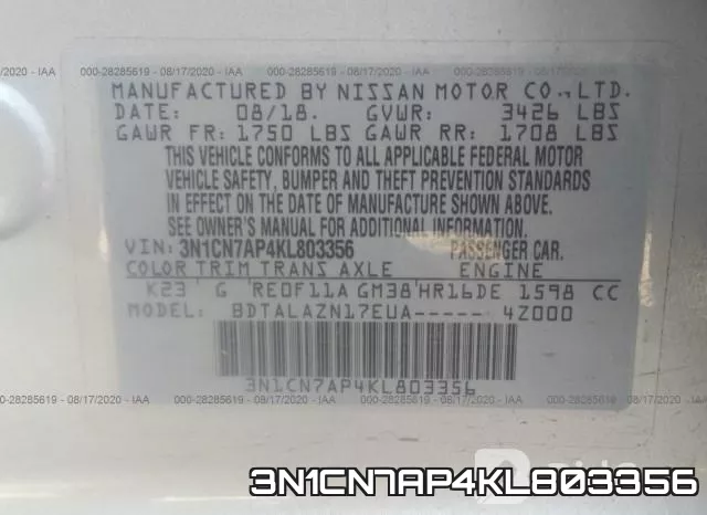 3N1CN7AP4KL803356 фото 10