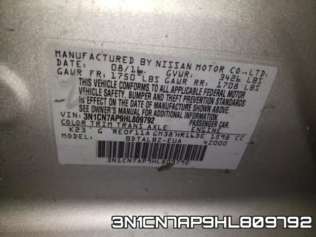 3N1CN7AP9HL809792 фото 2