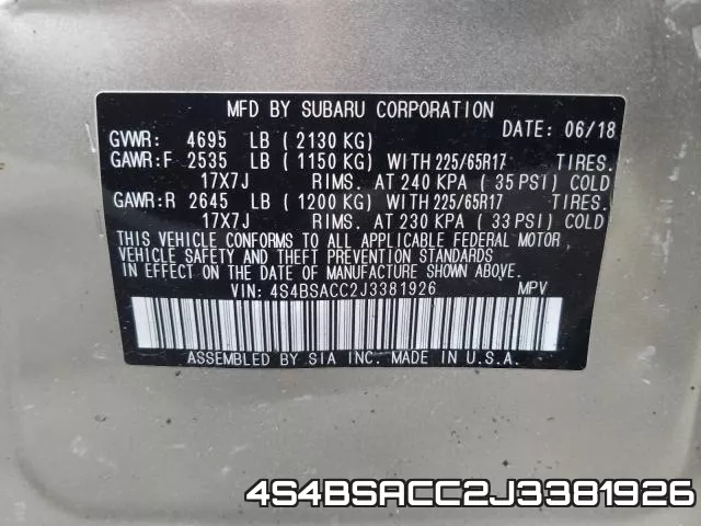 4S4BSACC2J3381926 фото 2