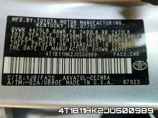 4T1B11HK2JU500989 фото 2