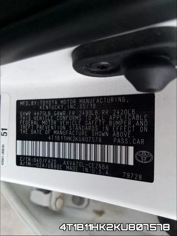 4T1B11HK2KU807578 фото 2