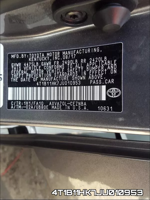 4T1B11HK7JU010953 фото 2