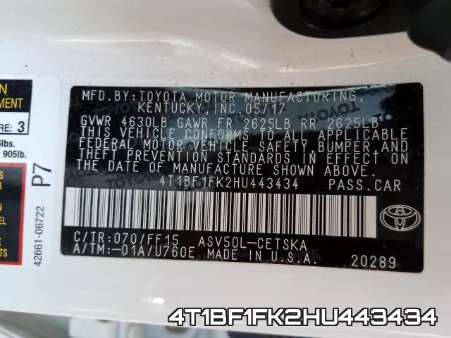 4T1BF1FK2HU443434 фото 2