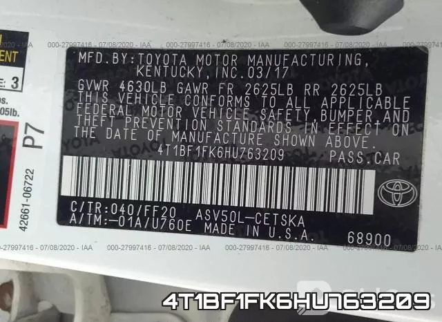 4T1BF1FK6HU763209 фото 10
