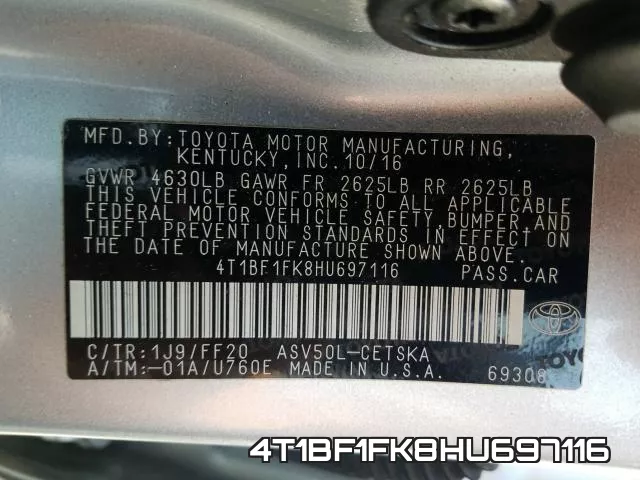 4T1BF1FK8HU697116 фото 2