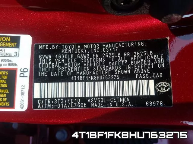 4T1BF1FK8HU763275 фото 2