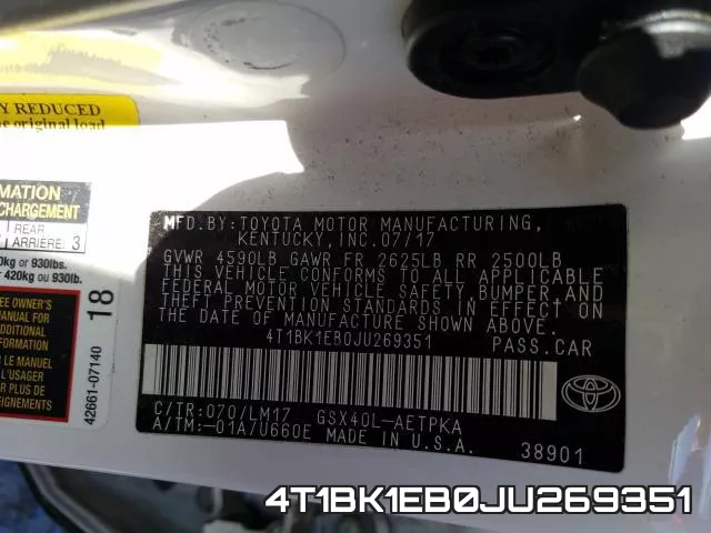 4T1BK1EB0JU269351 фото 2