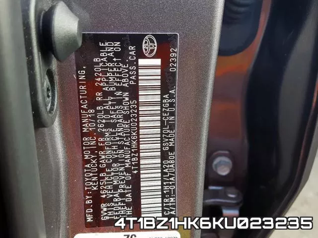 4T1BZ1HK6KU023235 фото 2