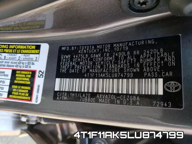 4T1F11AK5LU874799 фото 2