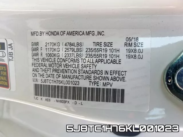 5J8TC1H76KL001023 фото 2
